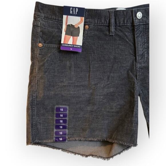 GAP Gray Corduroy Shorts Women’s 16‎ High Rise Casual Cutoff NWT - Picture 2 of 7